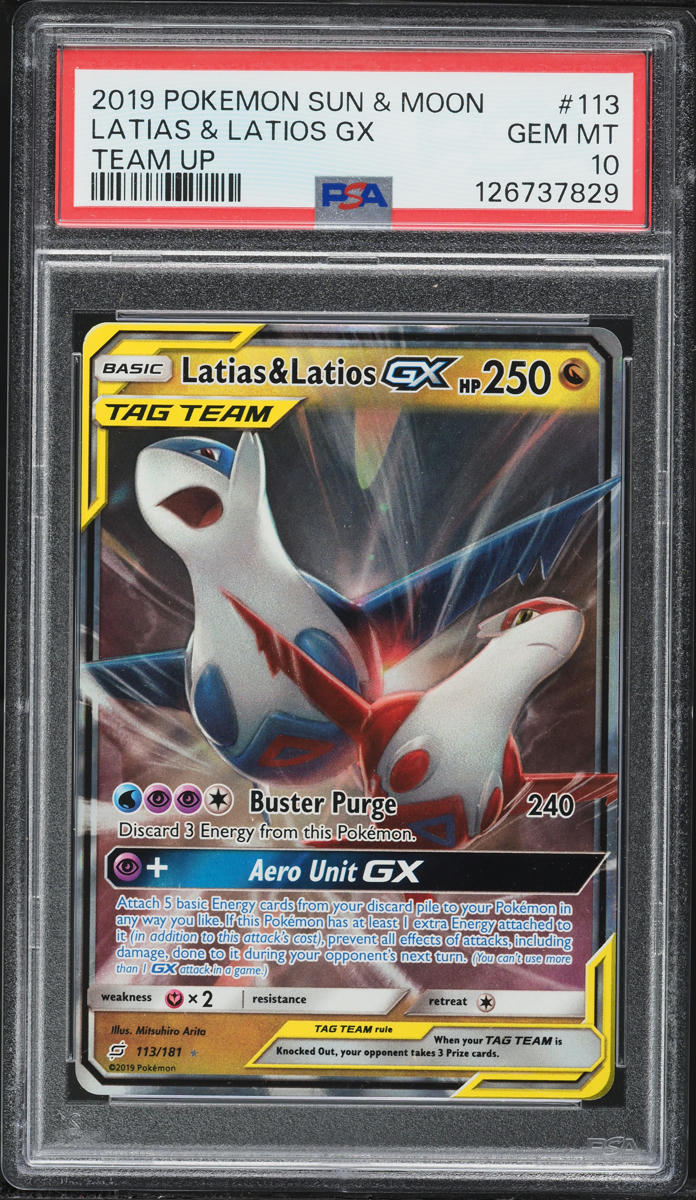 2019 Pokemon Sun & Moon Team Up Latias & Latios Gx #113 PSA 10 GEM MINT