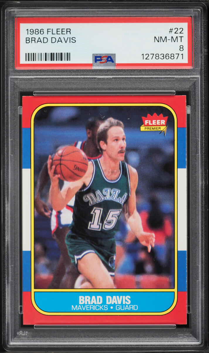 1986 Fleer Basketball Brad Davis #22 PSA 8 NM-MT