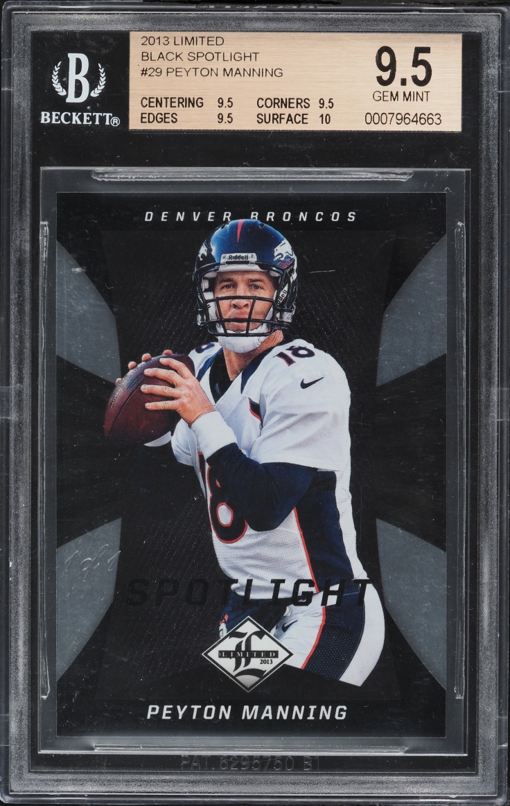 2013 Panini Limited Black Spotlight Peyton Manning 1/1 #29 BGS 9.5 GEM MINT