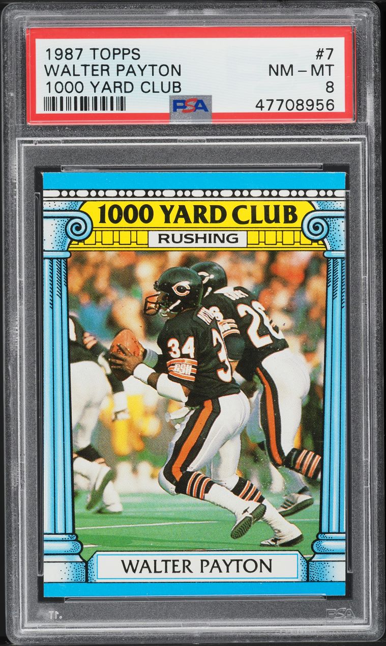 1987 Topps Football Walter Payton 1000 YARD CLUB #7 PSA 8 NM-MT
