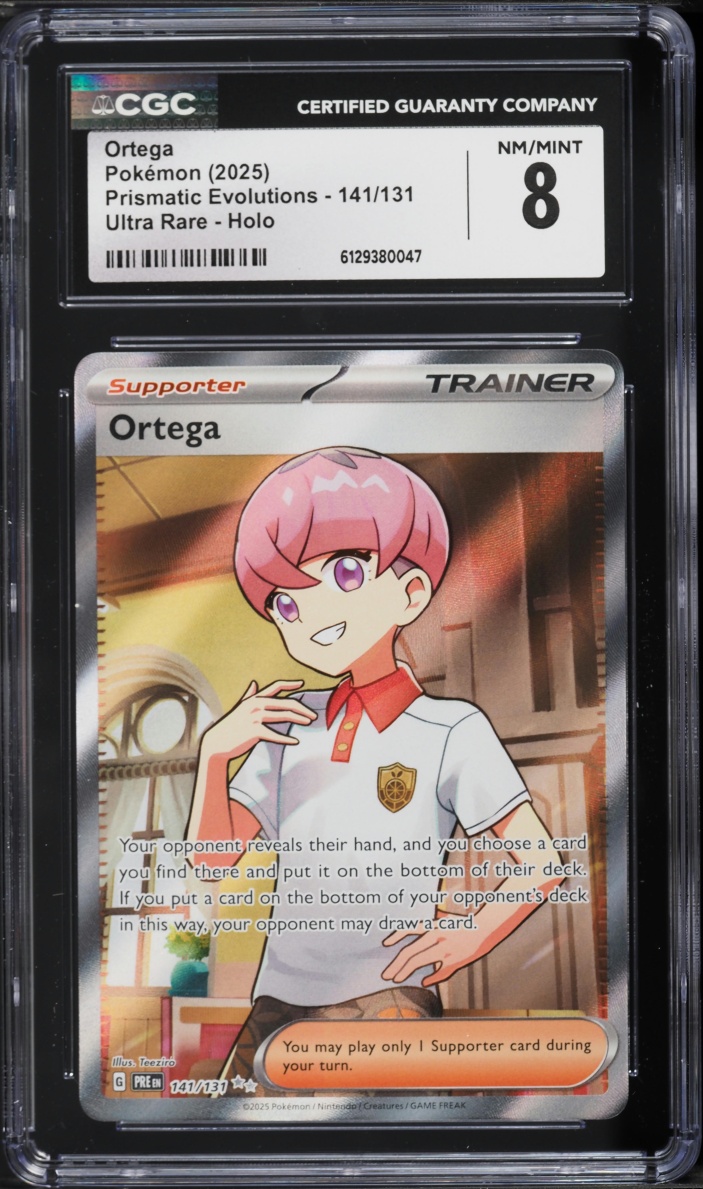 2025 Pokemon Scarlet & Violet Prismatic Evolutions Full Art Ortega #141 CGC 8 NM-MT