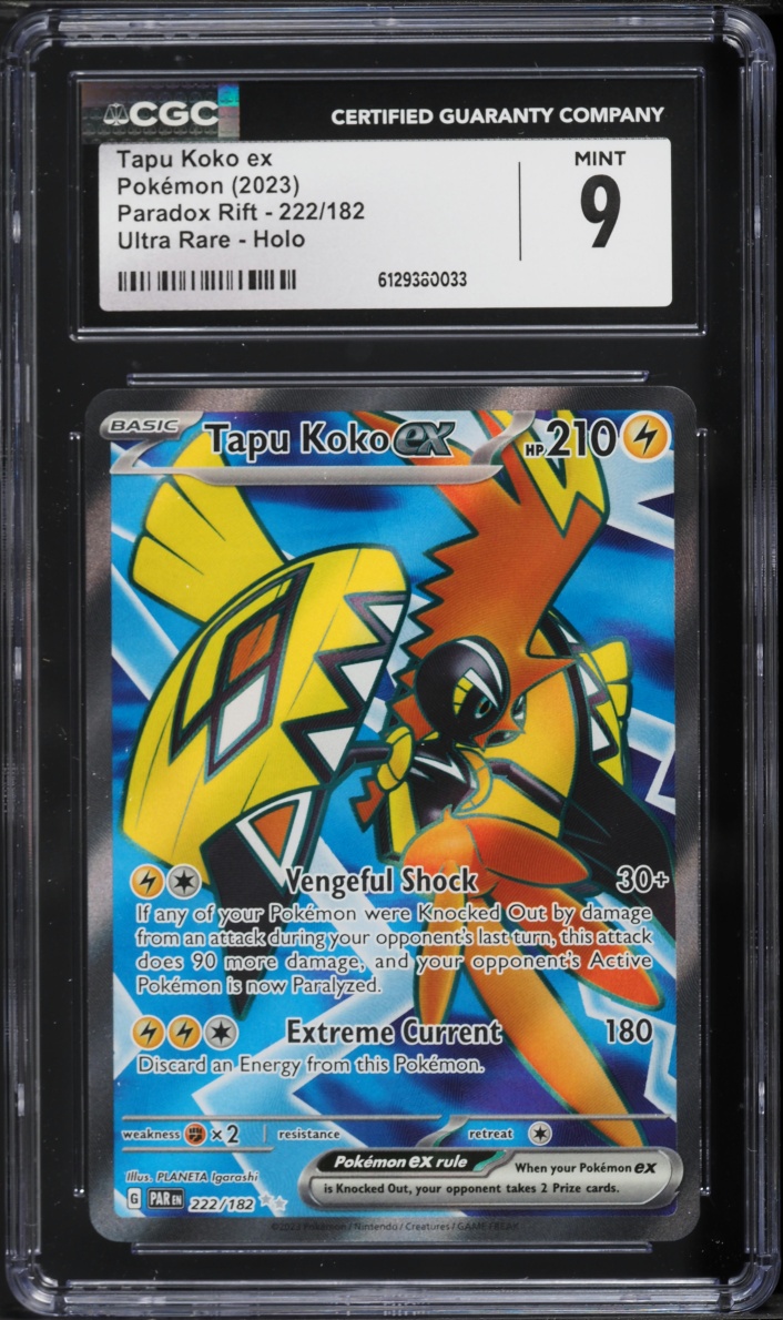 2023 Pokemon Scarlet & Violet Paradox Rift Full Art Tapu Koko ex #222 CGC 9 MINT