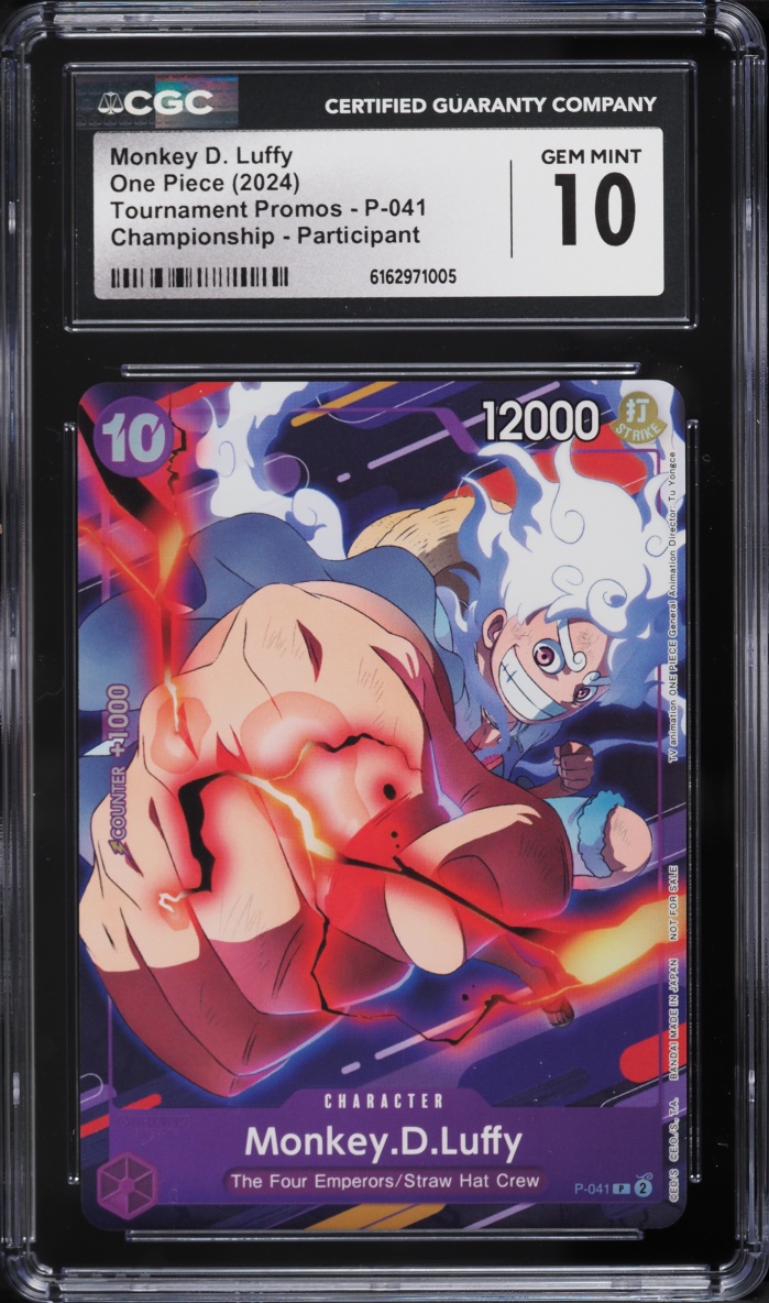 2024 One Piece Tournament Promo Championship Participant Monkey D. Luffy #P-041 CGC 10 GEM MINT