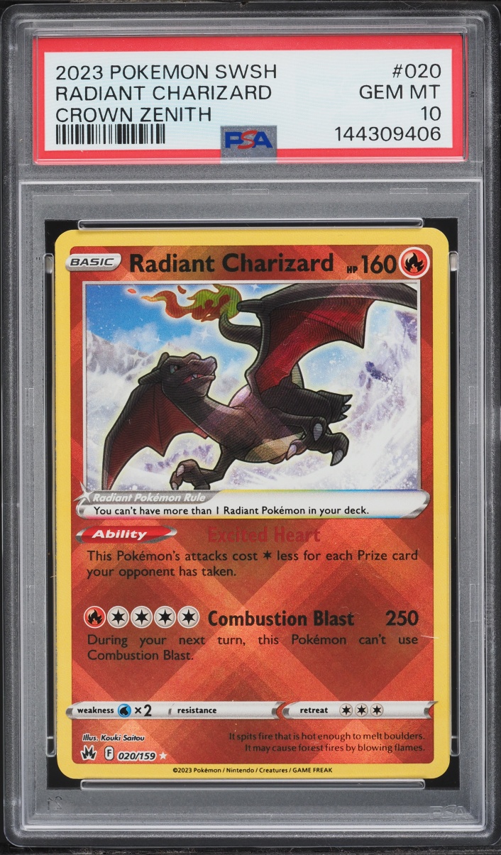 2023 Pokemon Sword & Shield Crown Zenith Holo Radiant Charizard #20 PSA 10 GEM MINT