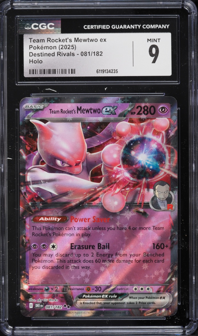 2025 Pokemon Scarlet & Violet Destined Rivals Holo Team Rocket's Mewtwo ex #81 CGC 9 MINT