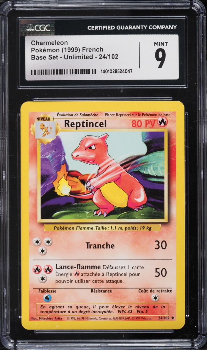 1999 Pokemon French Base Set Charmeleon #24 CGC 9 MINT