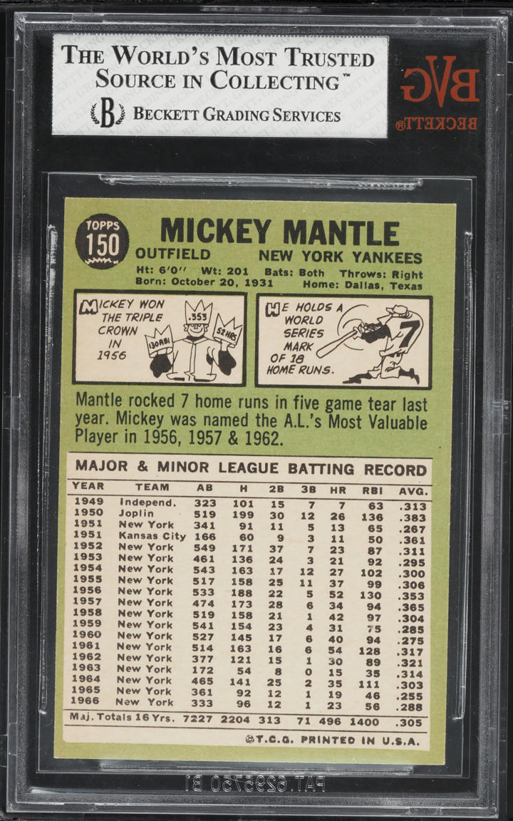 1967 Topps Mickey Mantle #150 BVG 5.5 EX+