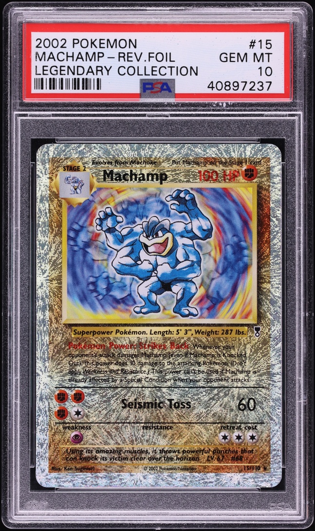 2002 Pokemon Legendary Collection Reverse Holo Machamp #15 PSA 10 GEM MINT