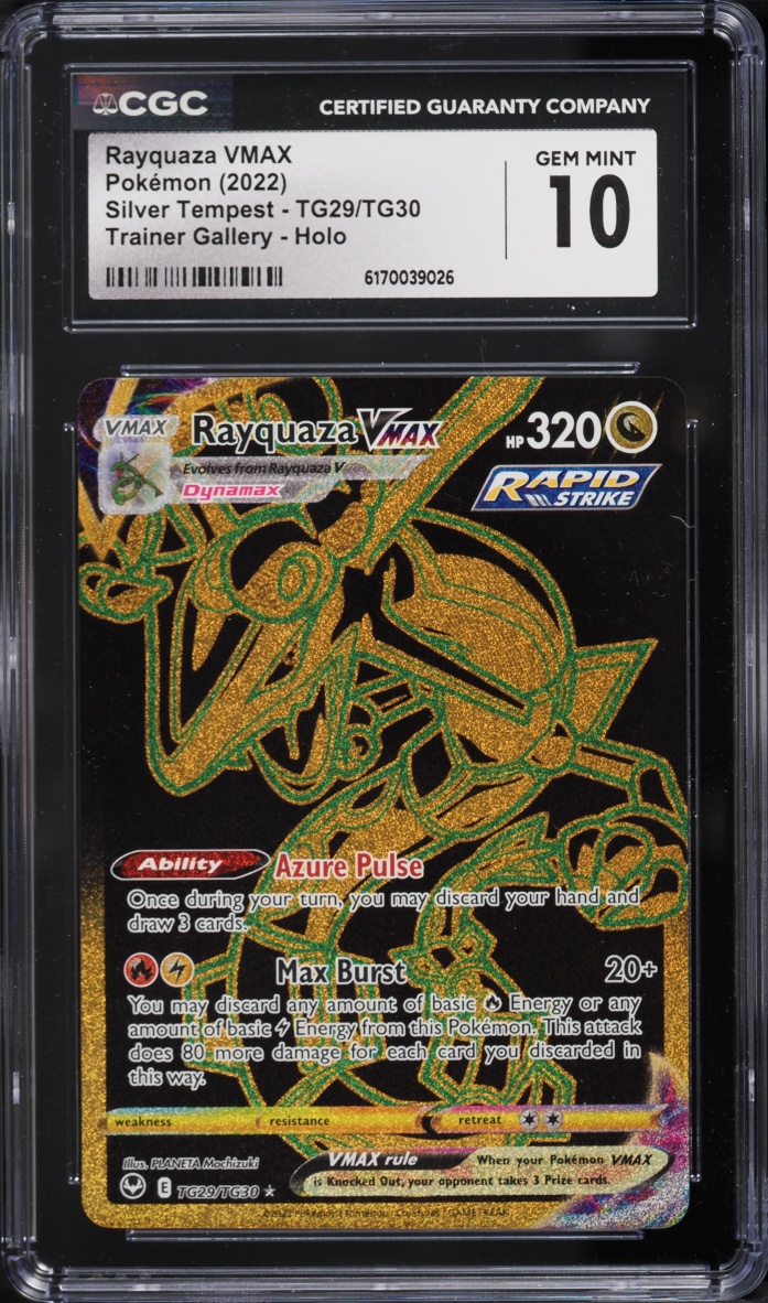2022 Pokemon Sword & Shield Silver Tempest Full Art Rayquaza VMAX #TG29 CGC 10 GEM MINT