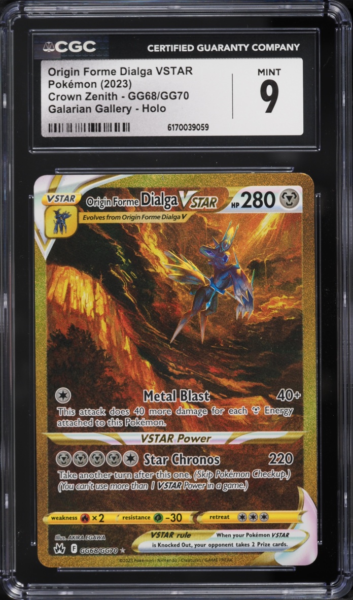 2023 Pokemon Sword & Shield Crown Zenith Gold Rare Origin Forme Dialga Vstar #GG68 CGC 9 MINT