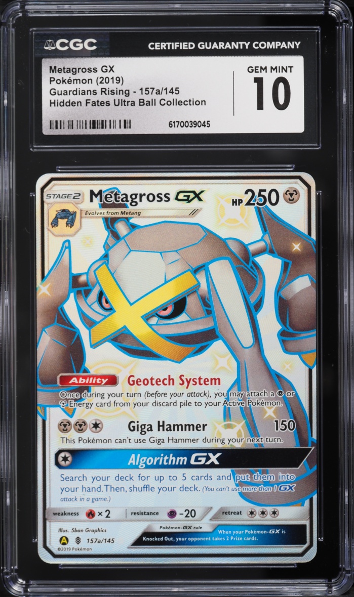 2019 Pokemon Sun & Moon Guardians Rising Hidden Fates Metagross Gx #157a CGC 10 GEM MINT