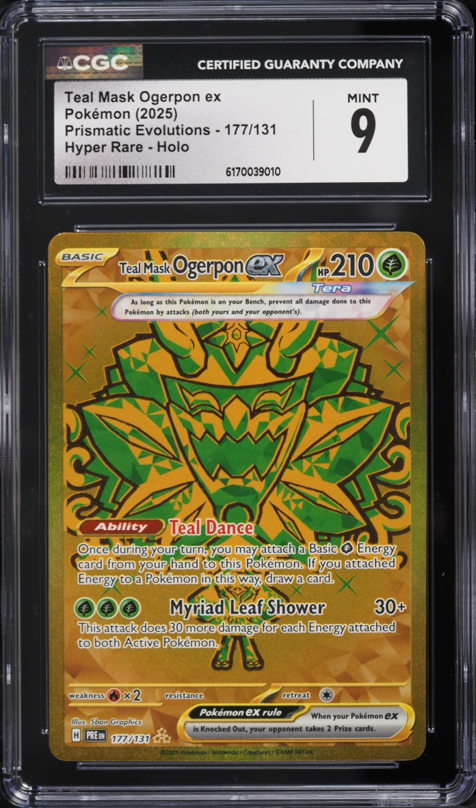 2025 Pokemon SV Prismatic Evolutions Gold Rare Teal Mask Ogerpon ex #177 CGC 9 MINT
