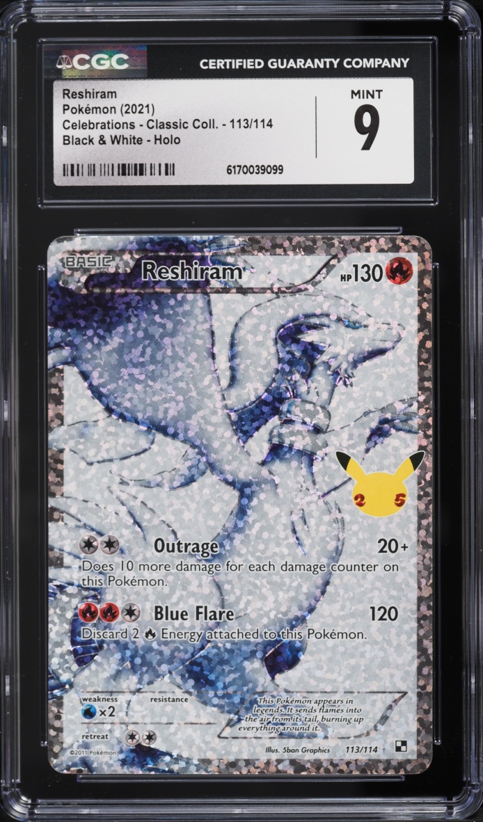 2021 Pokemon SWSH Celebrations Classic Collection Black & White Reshiram #113 CGC 9 MINT