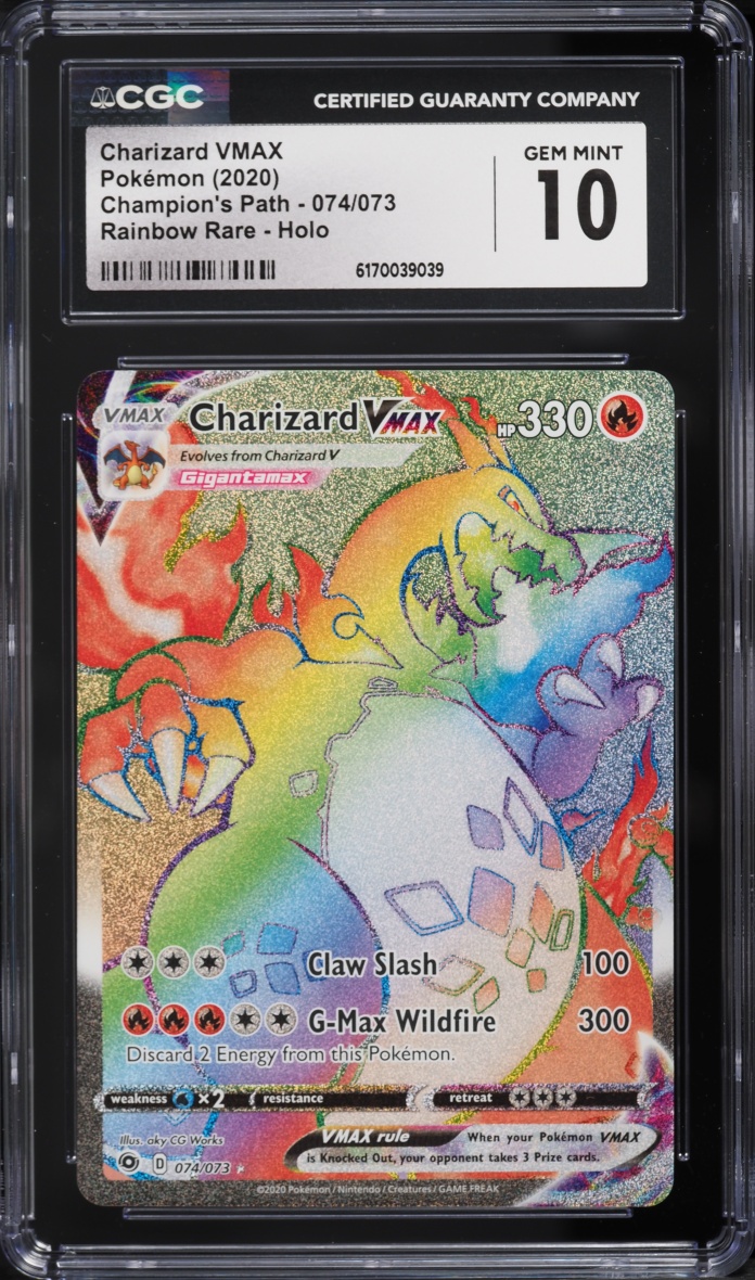 2020 Pokemon Sword & Shield Champion's Path Rainbow Rare Charizard VMAX #74 CGC 10 GEM MINT