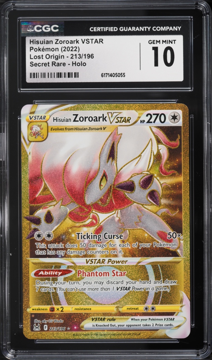 2022 Pokemon Sword & Shield Lost Origin Gold Rare Hisuian Zoroark VSTAR #213 CGC 10 GEM MINT