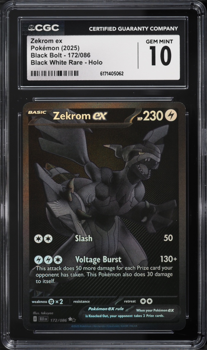 2025 Pokemon Scarlet & Violet Black Bolt BWR Zekrom ex #172 CGC 10 GEM MINT