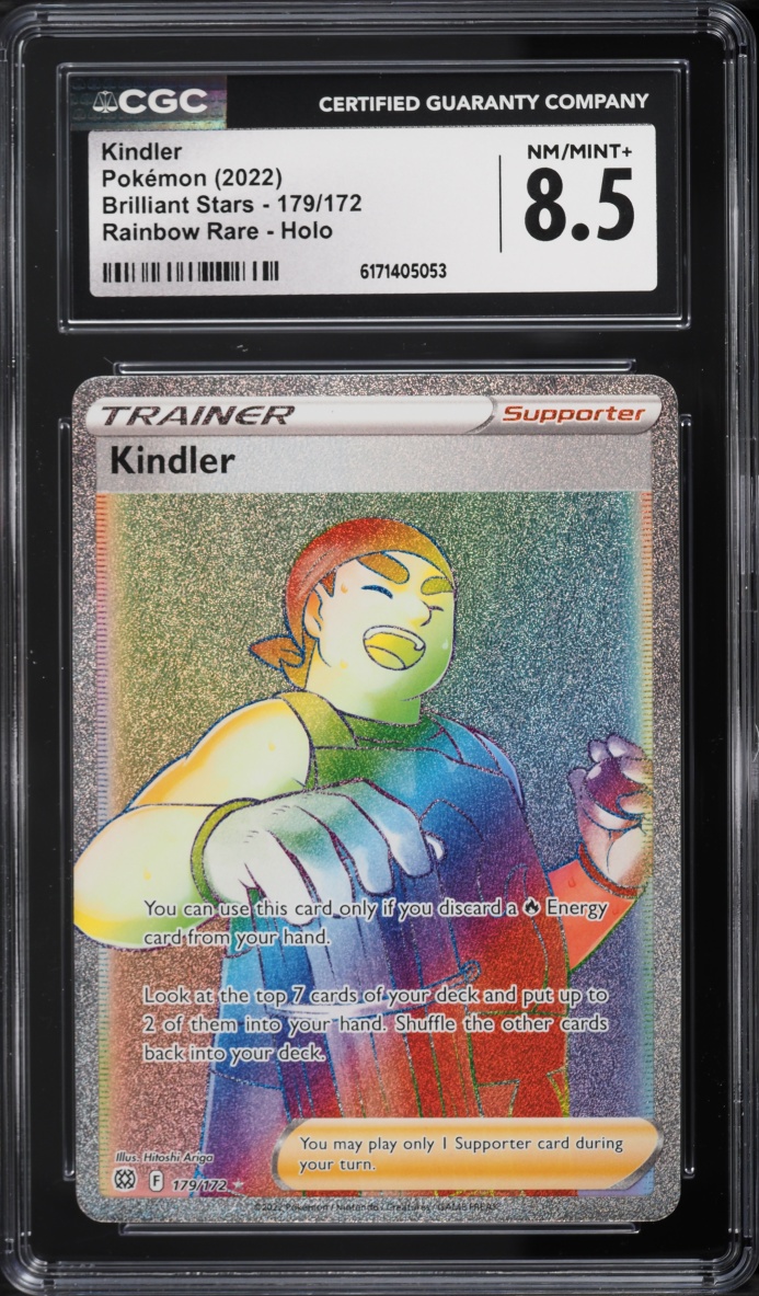 2022 Pokemon Sword & Shield Brilliant Stars Rainbow Rare Kindler #179 CGC 8.5 NM-MT+
