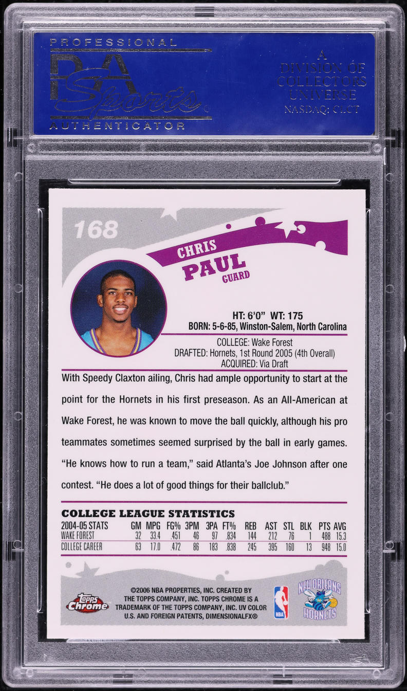 2005 Topps Chrome Chris Paul ROOKIE #168 PSA 10 GEM MINT