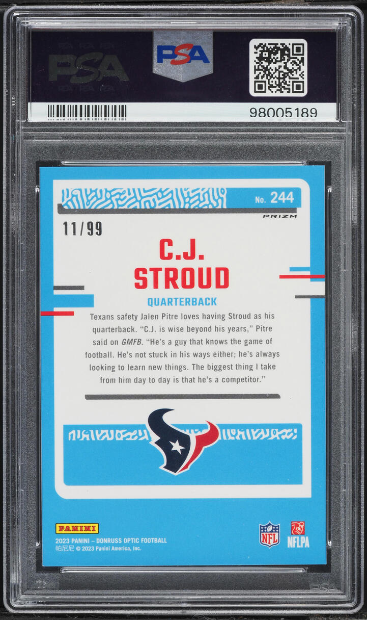 2023 Donruss Optic Red C.J. Stroud ROOKIE /99 #244 PSA 10 GEM MINT