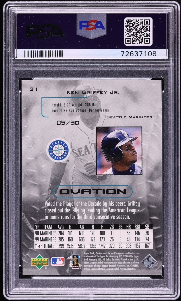 2000 Upper Deck Ovation Standing Ken Griffey Jr. /50 #31 PSA 9 MINT