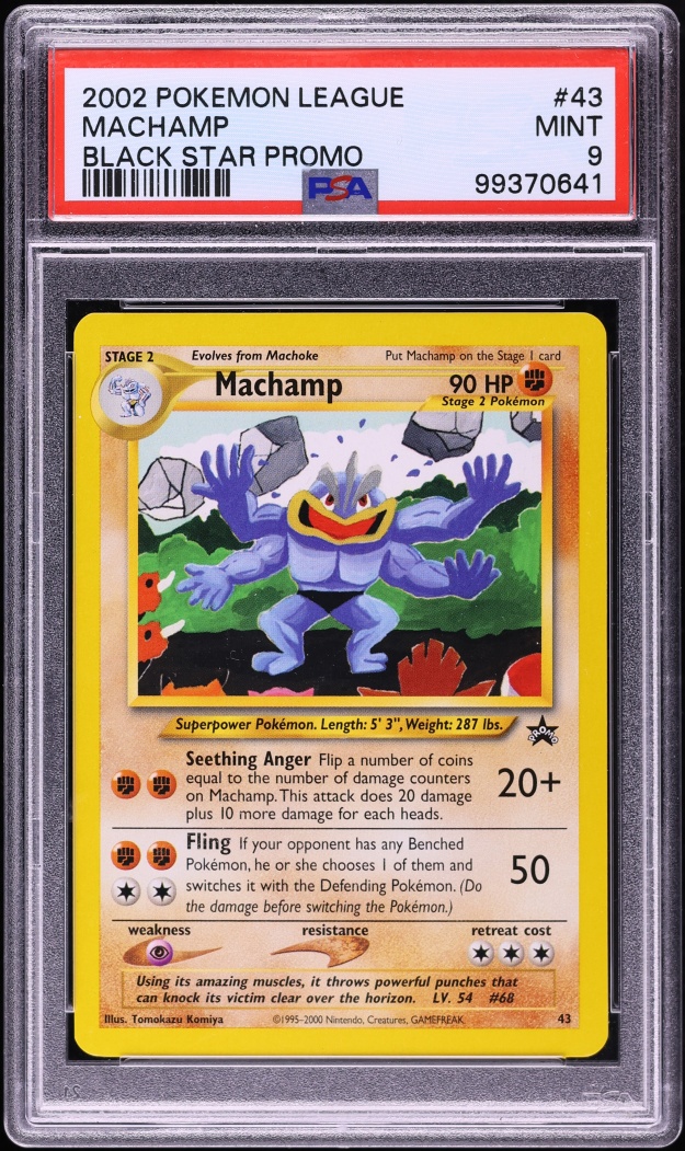 2002 Pokemon League Black Star Promo Machamp #43 PSA 9 MINT