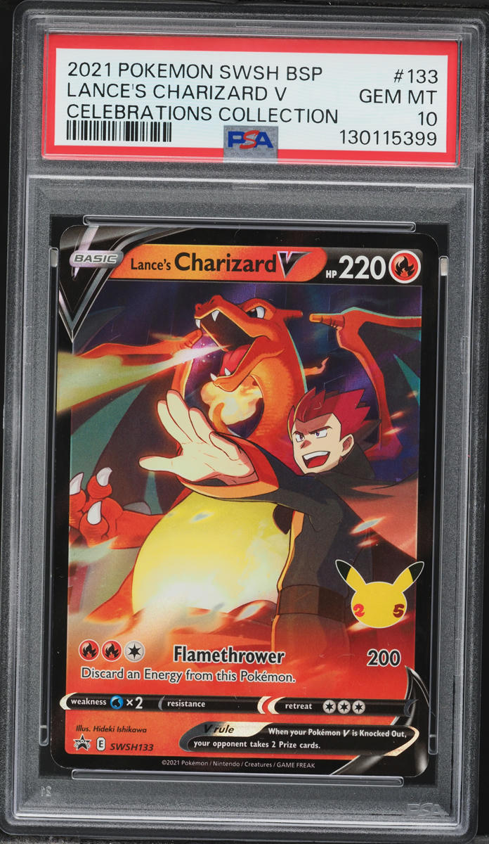2021 Pokemon SWSH Promo Celebrations Full Art Lance's Charizard V #SWSH133 PSA 10 GEM MINT
