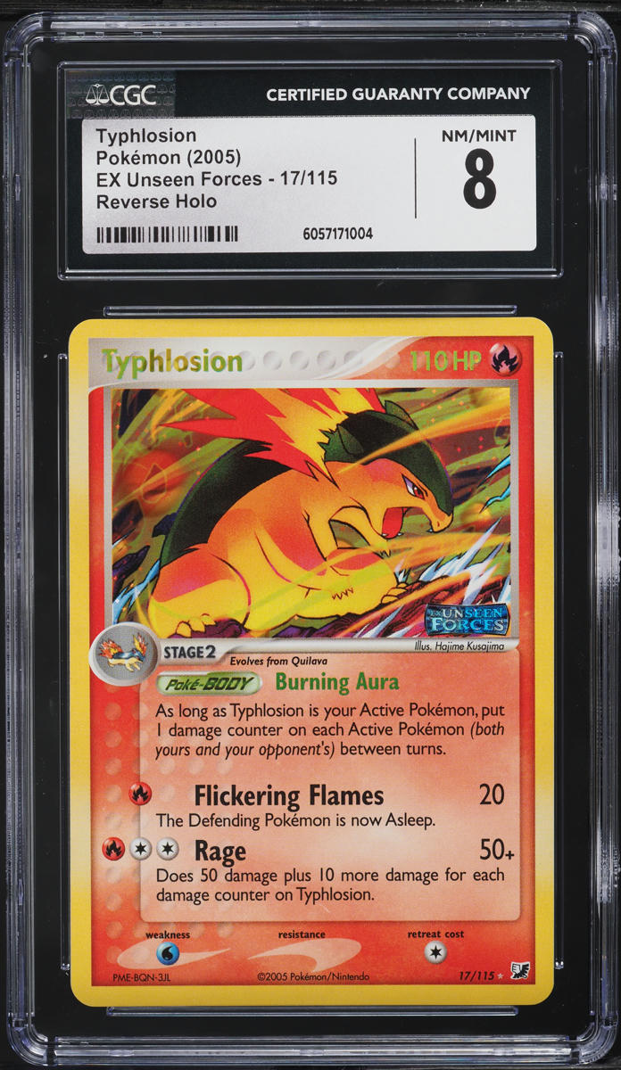 2005 Pokemon EX Unseen Forces Reverse Holo Typhlosion #17 CGC 8 NM-MT