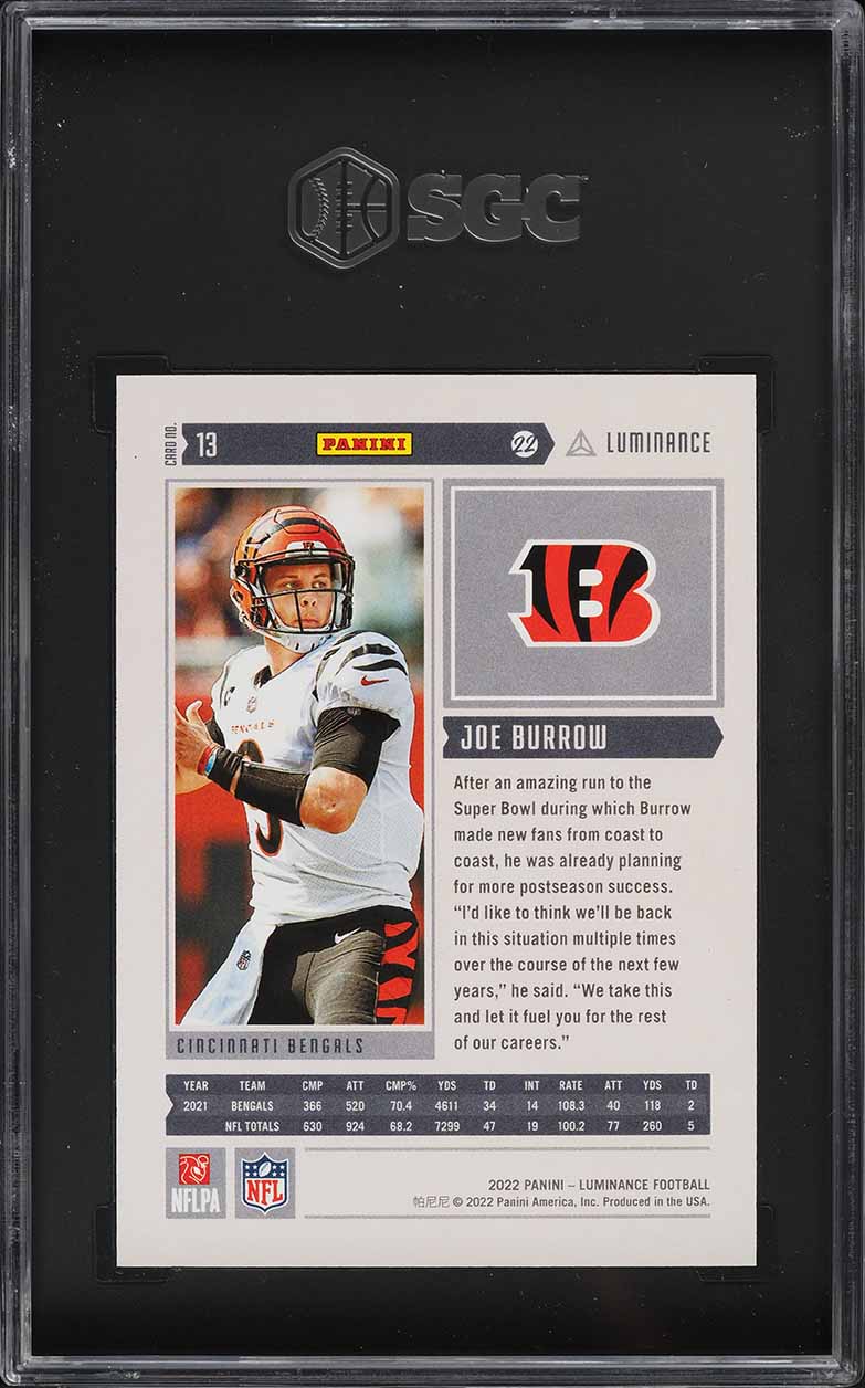 2022 Panini Luminance Blue Joe Burrow /149 #13 SGC 10 GEM MINT