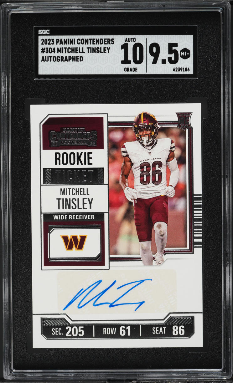 2023 Panini Contenders Mitchell Tinsley ROOKIE AUTO #304 SGC 9.5 MINT+