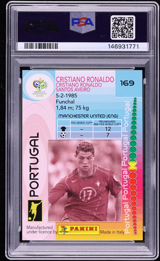 2006 Panini World Cup Germany Cristiano Ronaldo #169 PSA 9 MINT