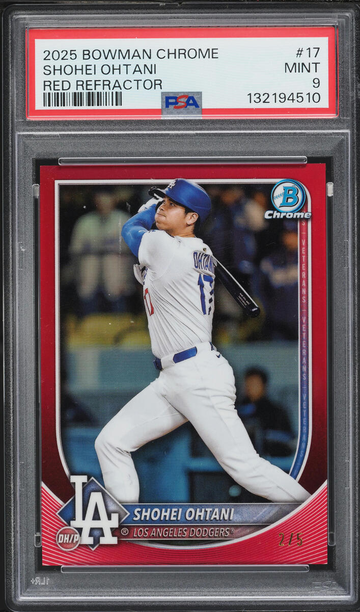 2025 Bowman Chrome Red Refractor Shohei Ohtani /5 #17 PSA 9 MINT
