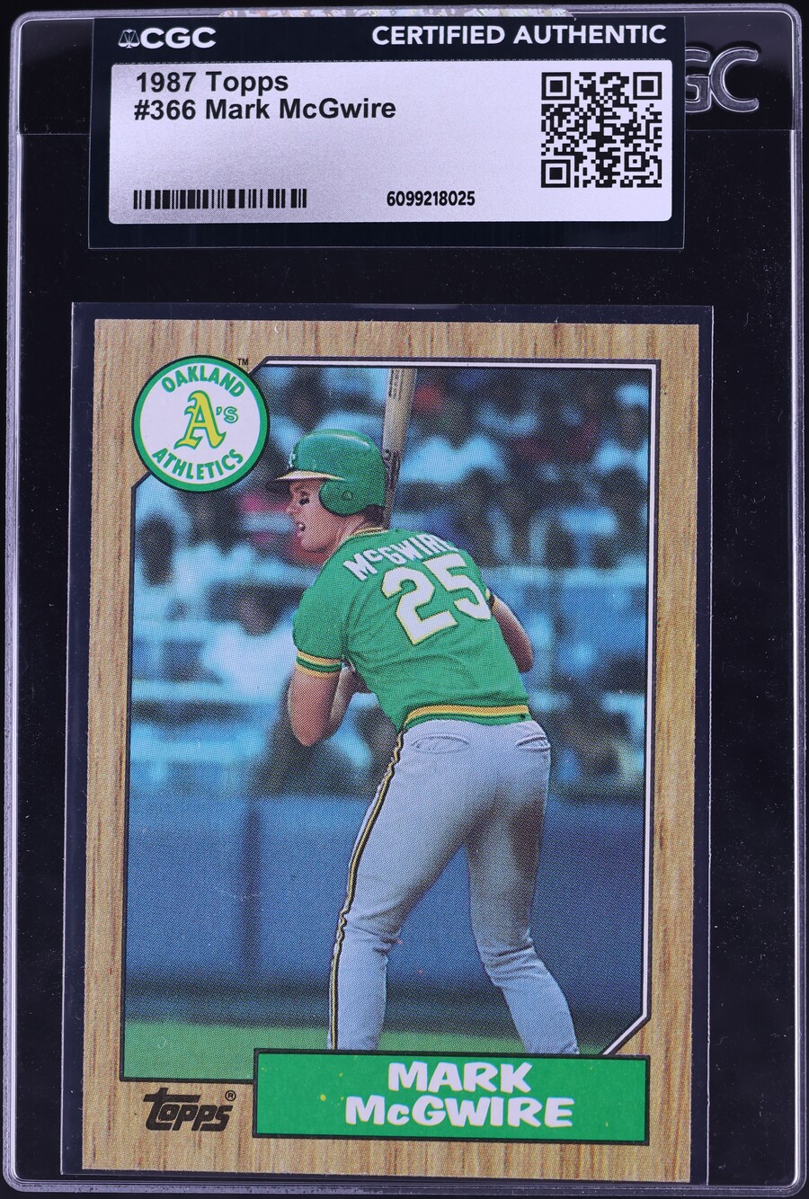 1987 Topps Mark McGwire ROOKIE #366 CGC AUTH