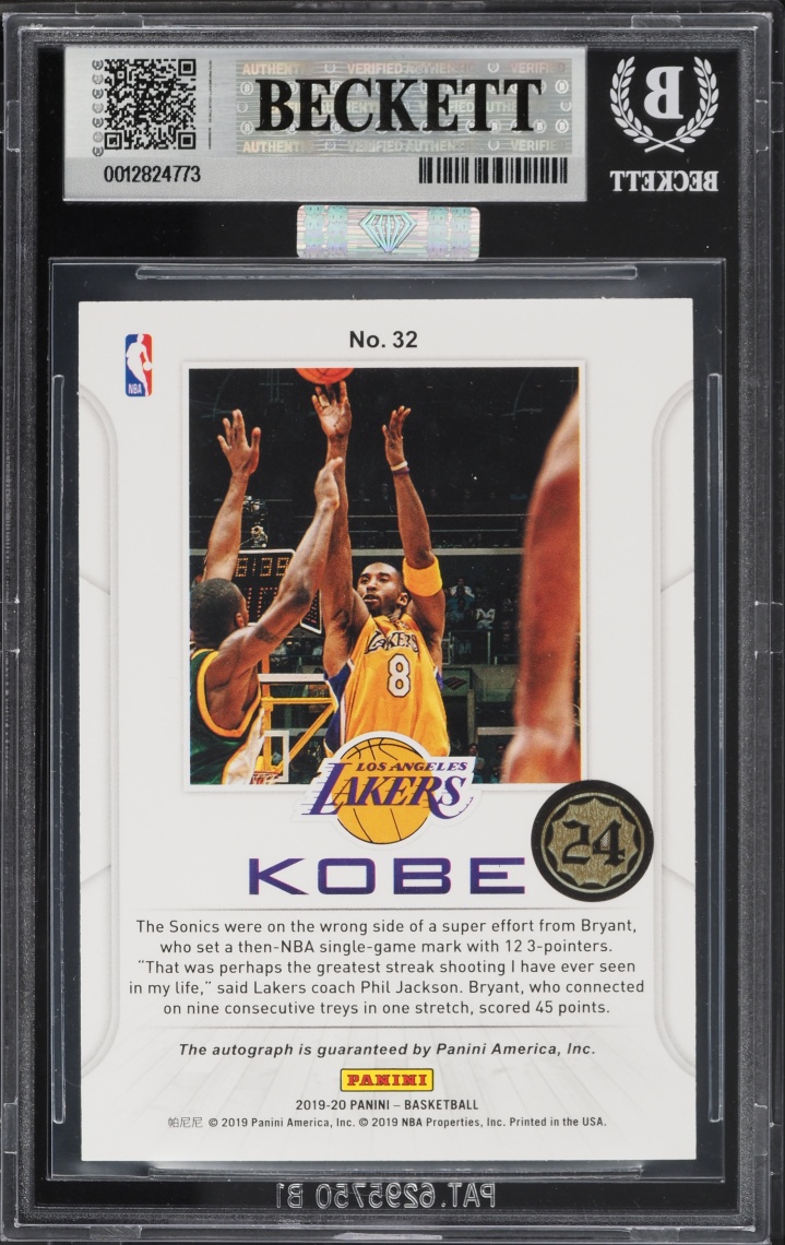 2019 Panini Contenders Kobe Bryant AUTO #32 MBA BGS 9 MINT
