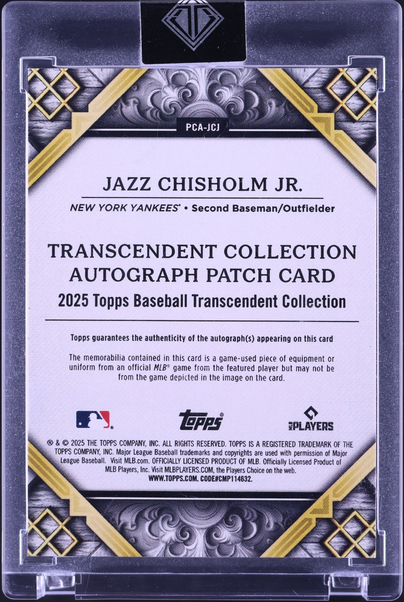 2025 Topps Transcendent Collection Blue Jazz Chisholm Jr. PATCH AUTO /10 #PCA-JCJ