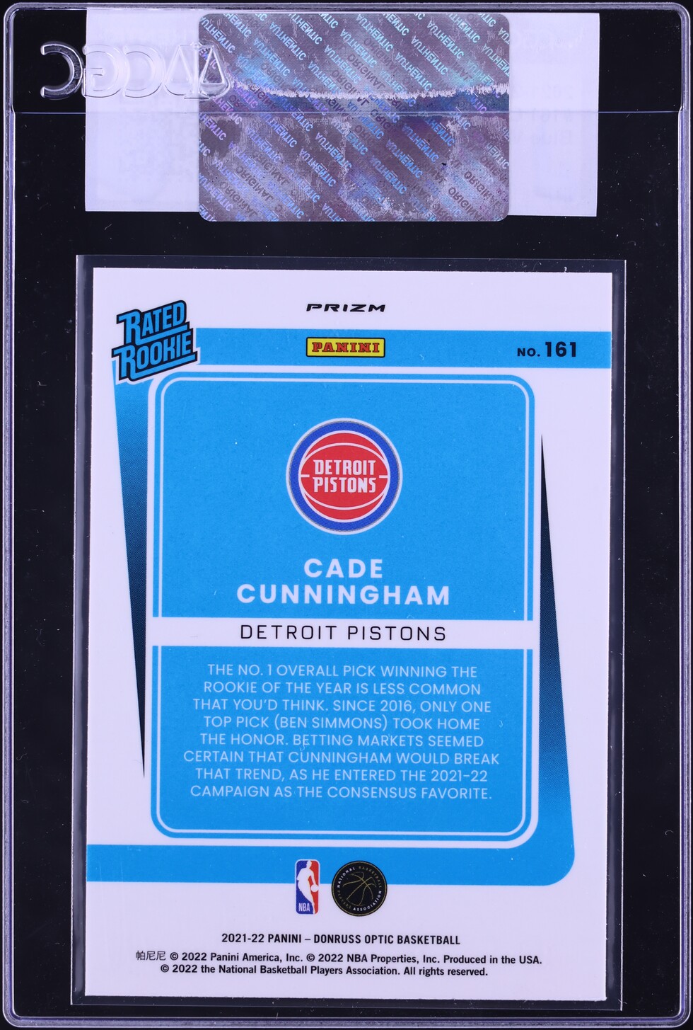 2021 Donruss Optic Blue Velocity Cade Cunningham ROOKIE #161 CGC AUTH