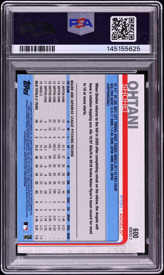 2019 Topps Shohei Ohtani #600 PSA 7 NRMT