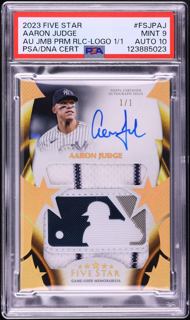 2023 Topps Five Star Jumbo Prime Aaron Judge MLB LOGOMAN PATCH AUTO DNA 10 1/1 #FSJP-AJ PSA 9