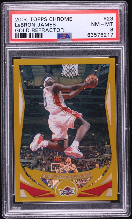 2004 Topps Chrome Gold Refractor LeBron James /99 #23 PSA 8 NM-MT - Photo 1