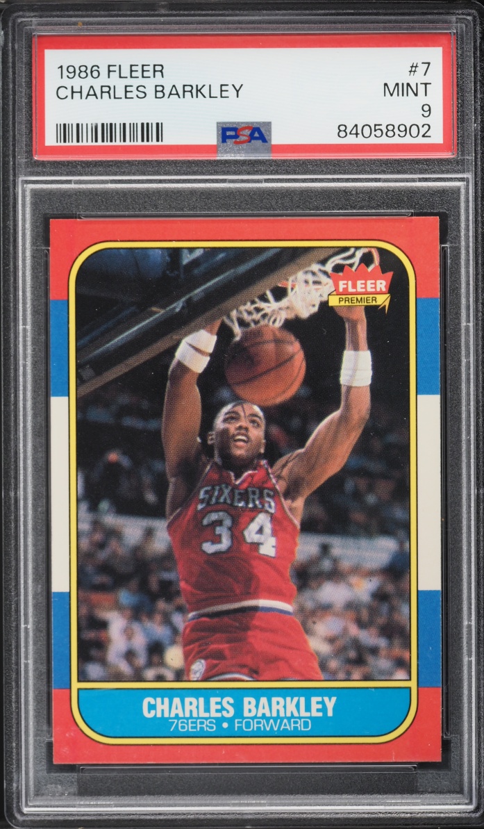 1986 Fleer Basketball Charles Barkley ROOKIE #7 PSA 9 MINT