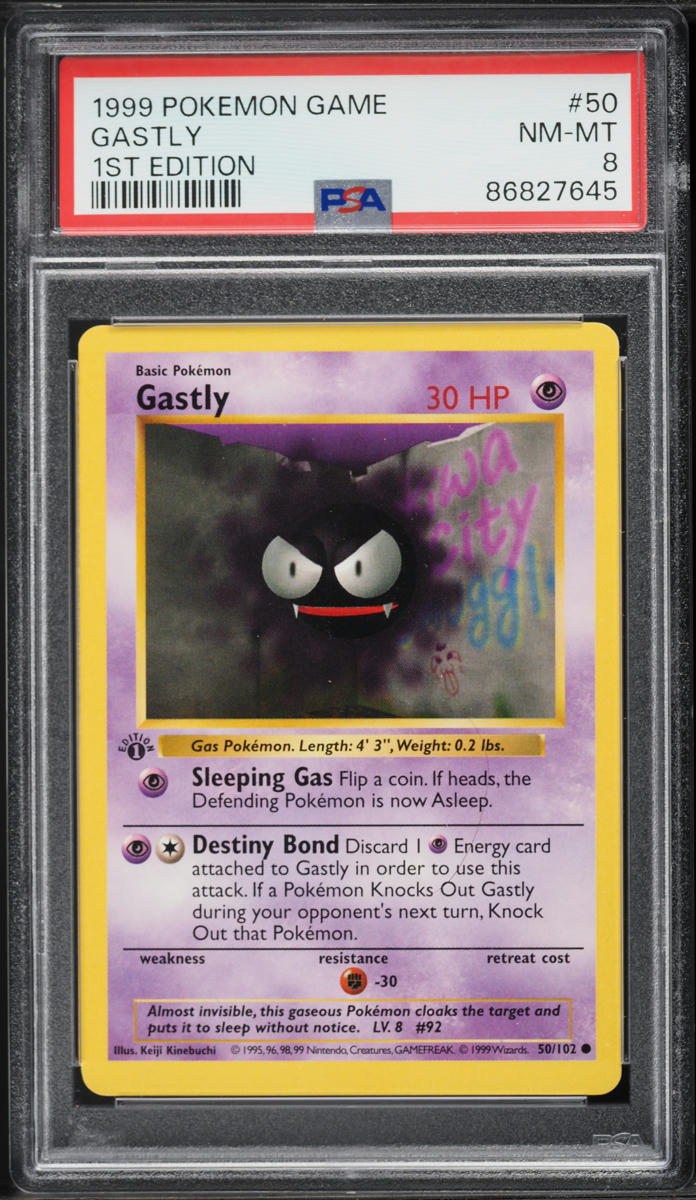 1999 Pokemon Base Set Shadowless 1st Edition Gastly #50 PSA 8 NM-MT