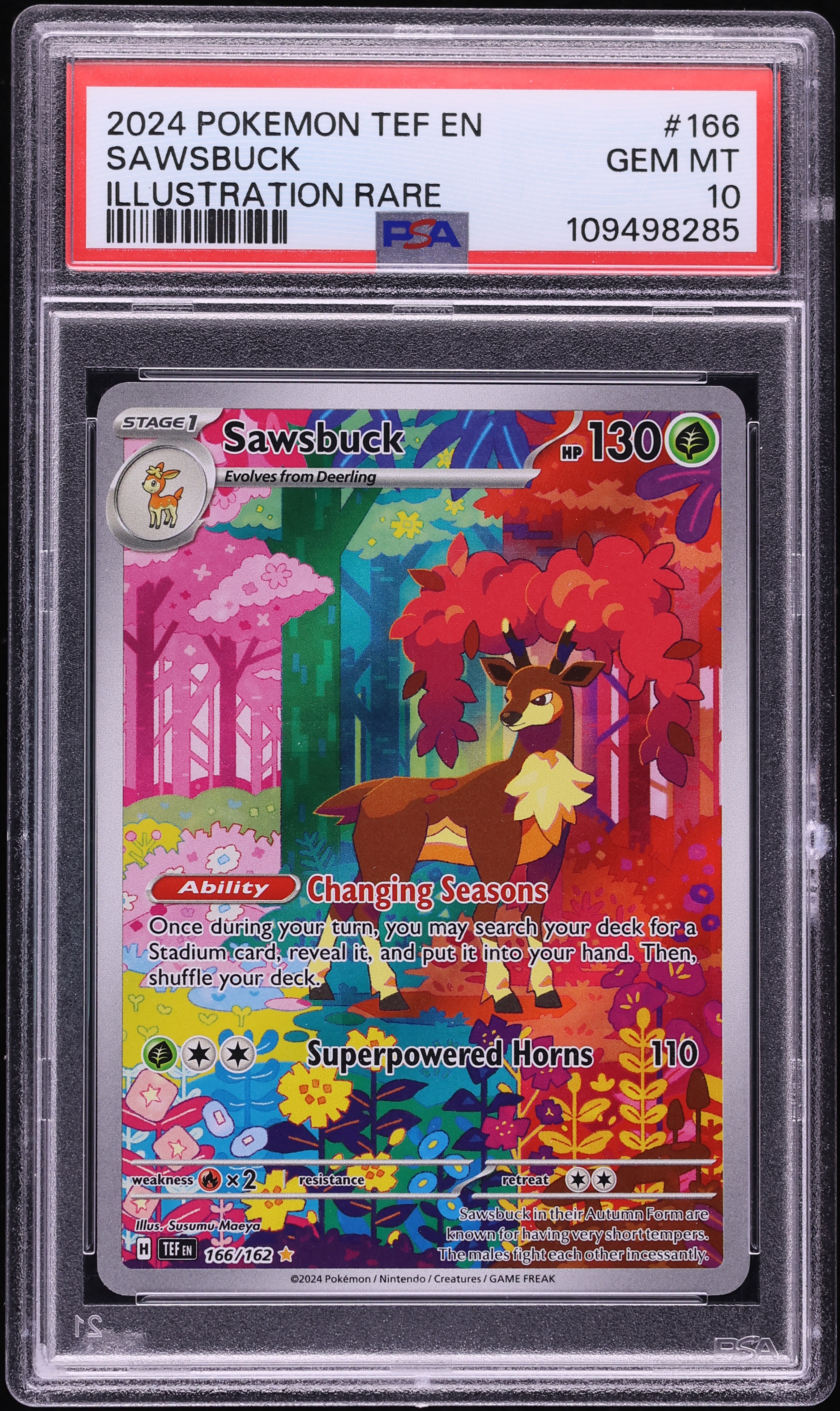 2024 Pokemon Scarlet & Violet Temporal Forces IR Sawsbuck #166 PSA 10 GEM MINT