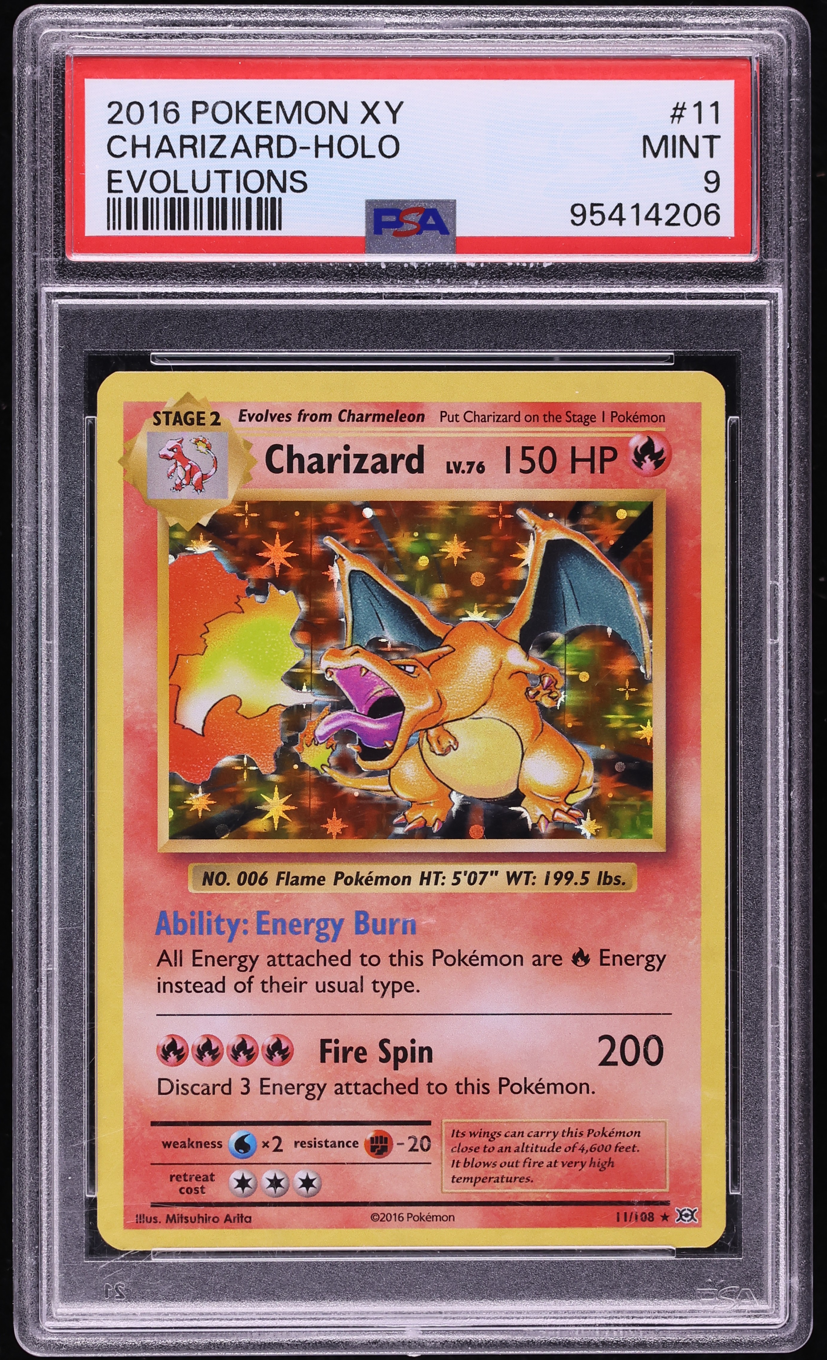 2016 Pokemon XY Evolutions Holo Charizard #11 PSA 9 MINT