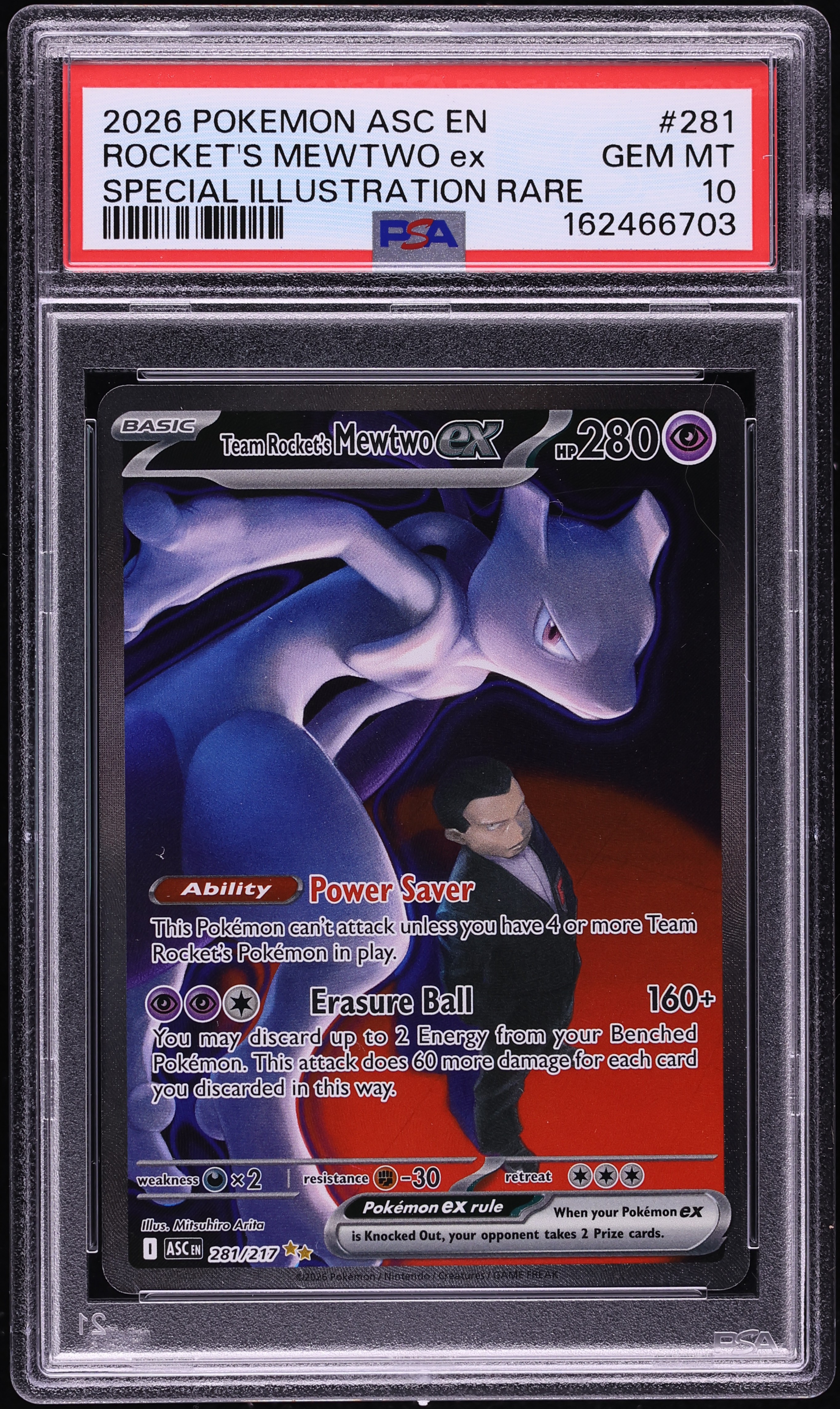 2026 Pokemon Mega Evolution Ascended Heroes SIR Team Rocket's Mewtwo Ex #281 PSA 10 GEM MINT