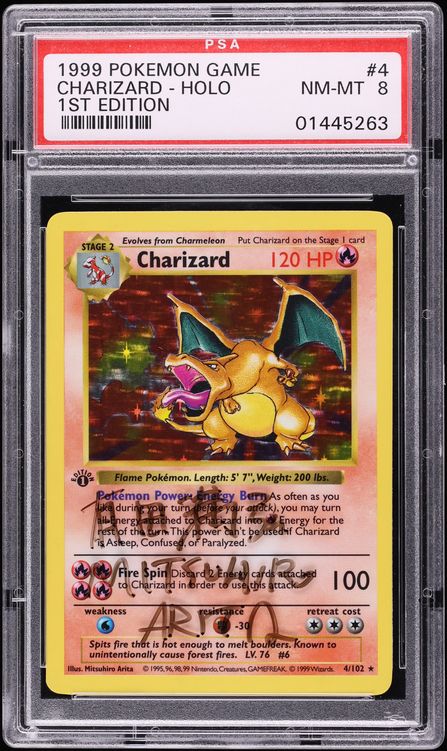 1999 Pokemon Base Set Shadowless 1st Edition Holo Charizard #4 PSA 8 NM-MT