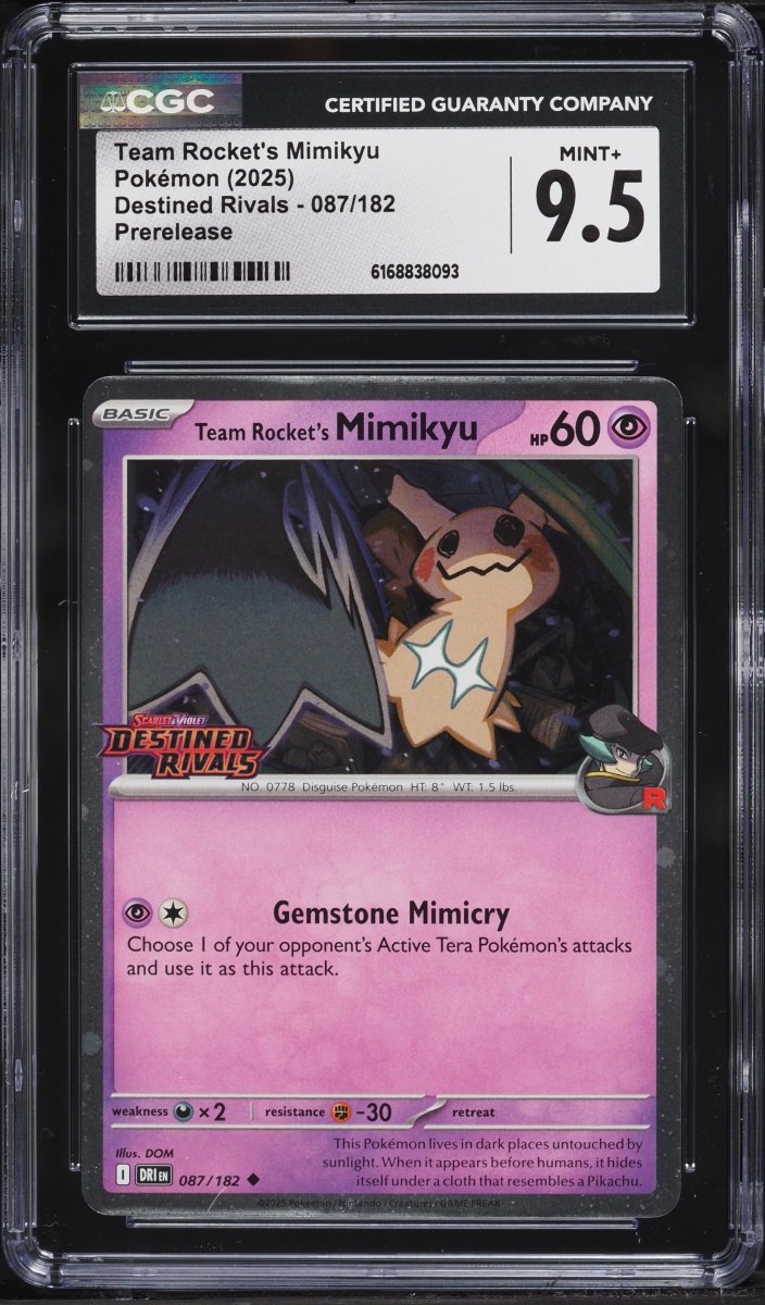2025 Pokemon SV Destined Rivals Prerelease Team Rocket's Mimikyu #87 CGC 9.5 MINT+