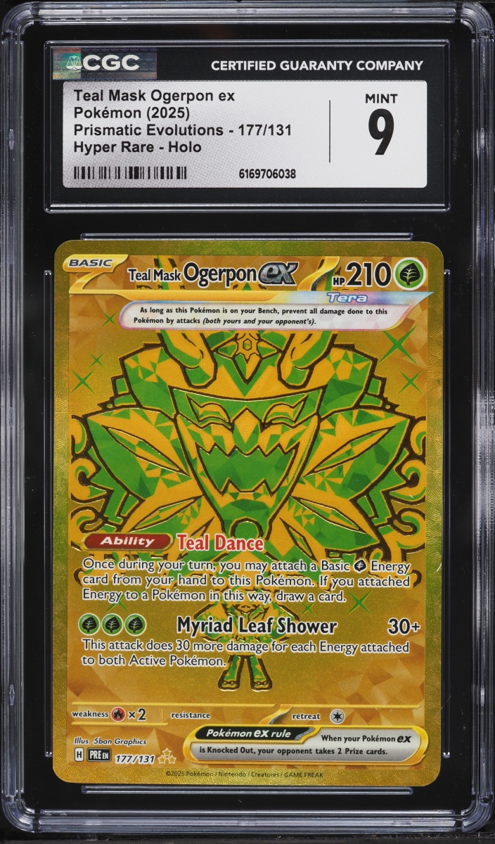 2025 Pokemon Scarlet & Violet Prismatic Evolutions Gold Rare Teal Mask Ogerpon ex #177 CGC 9