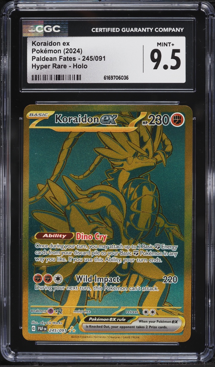 2024 Pokemon Scarlet & Violet Paldean Fates Gold Rare Koraidon ex #245 CGC 9.5 MINT+