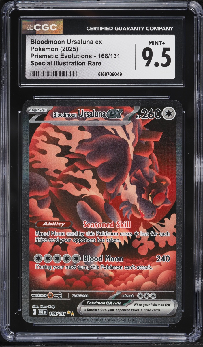 2025 Pokemon Scarlet & Violet Prismatic Evolutions SIR Bloodmoon Ursaluna ex #168 CGC 9.5 MINT+