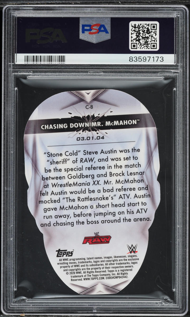 2020 Topps WWE Finest Superfractor Die-Cut Chasing Down Mr. McMahon 1/1 PSA 9