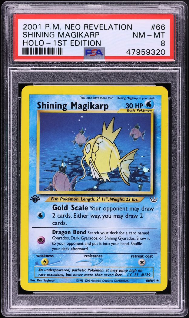 2001 Pokemon Neo Revelation 1st Edition Holo Shining Magikarp #66 PSA 8 NM-MT